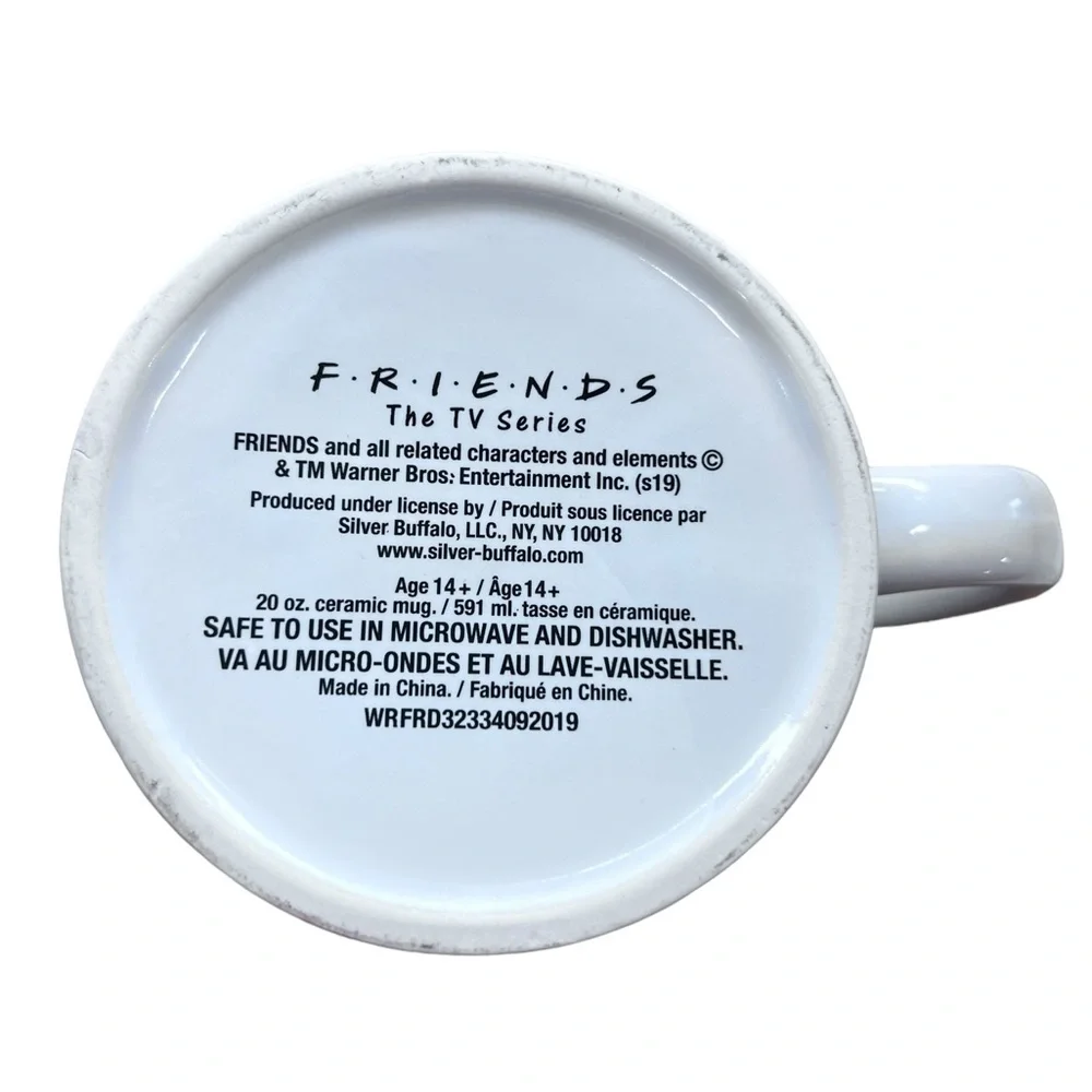Friends TV Show 20oz Ceramic Mug Black White Cast Central Perk Coffee Cup